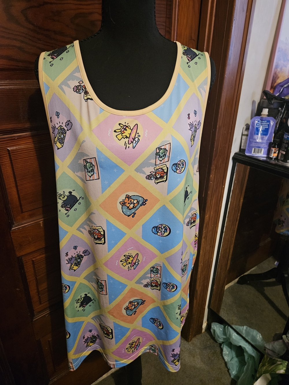 Pokemon Pastel Diamond Print Sleeveless Tunic Dress